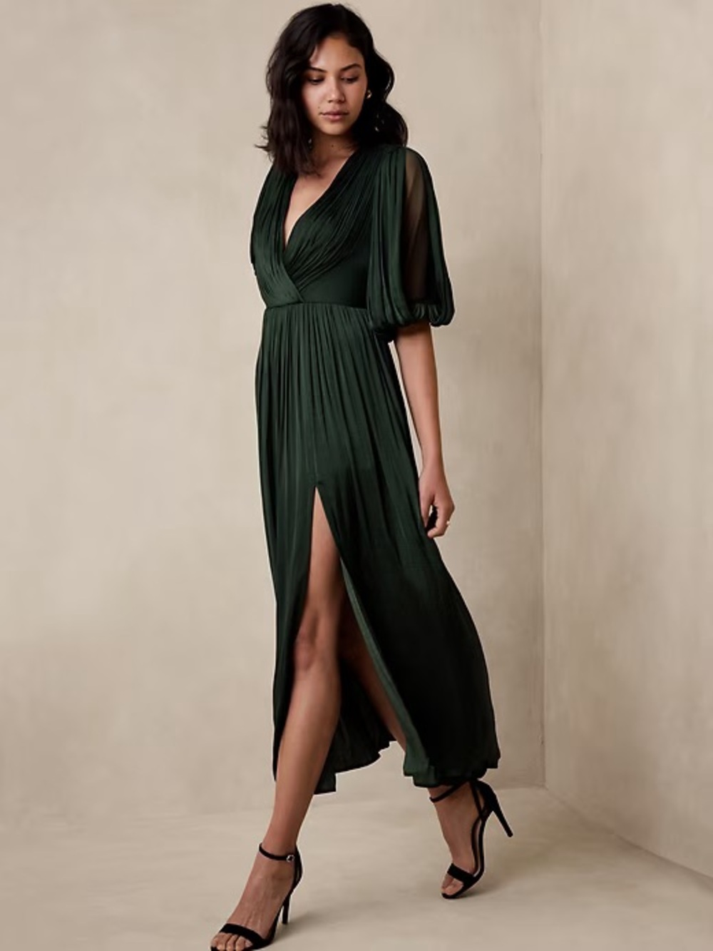 Forest Green V-Neck Maxi Dress